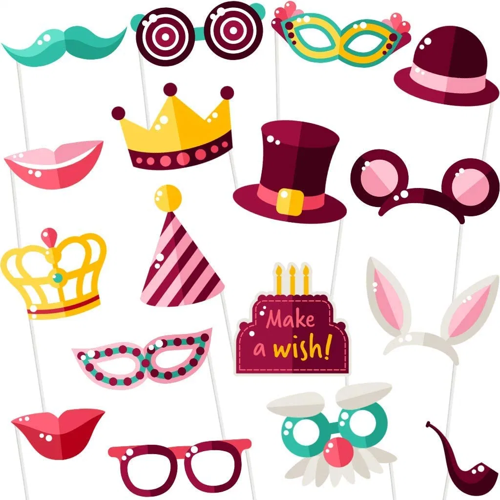 Birthday Photo Booth Props - Birthday Party Photobooth Props and Signs (17 Count) - Large and Durable Happy Birthday Photo Booth Props - Cute & Funny Birthday P