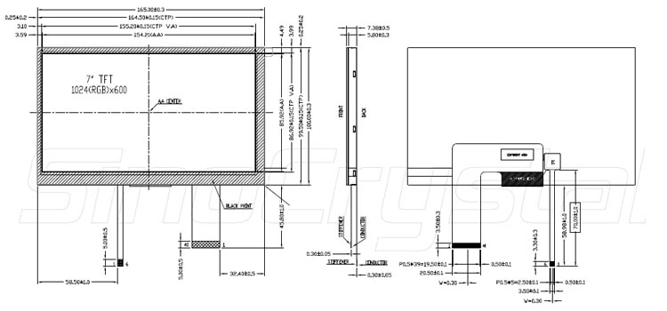 7 Inch 10240*600 IPS LCD with Mipi Interface TFT LCD with Capacitive Touch Screen Option