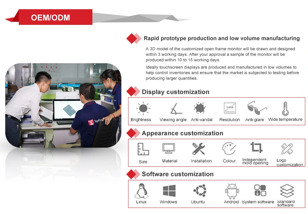 Industrial 10.1 10 Inch Open Frame Multi Pcap Capacitive 10-Points Touchpanel Touch Screen Sensor Film LED LCD Monitor Display with DVI VGA Hdm Interface Port